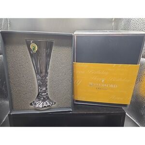 Waterford Crystal Happy‎ Birthday Flared & Footed Bud  Stem Vase 6.5" With Box